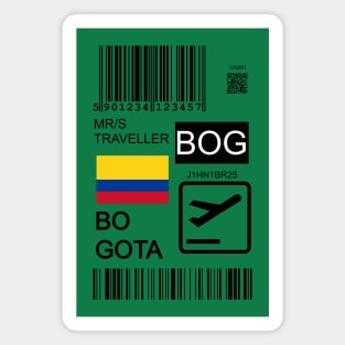 Bogota Colombia travel ticket Magnet